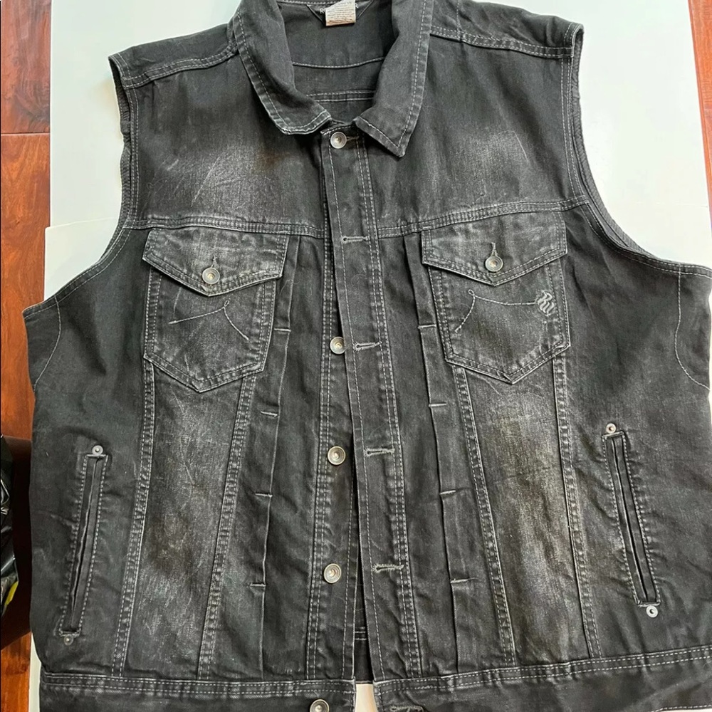 RocaWear Black Denim Vest Size 48
